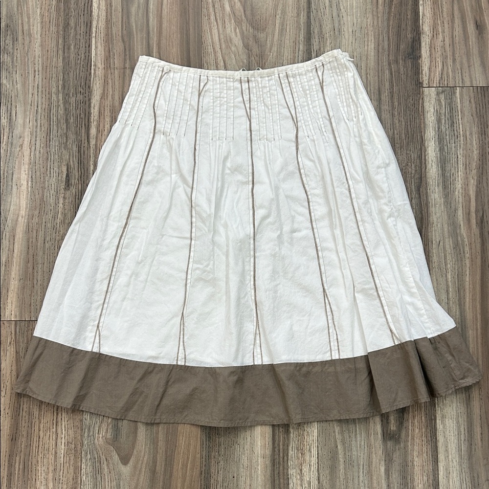 Marks & Spencer White and Brown A-Line Skirt